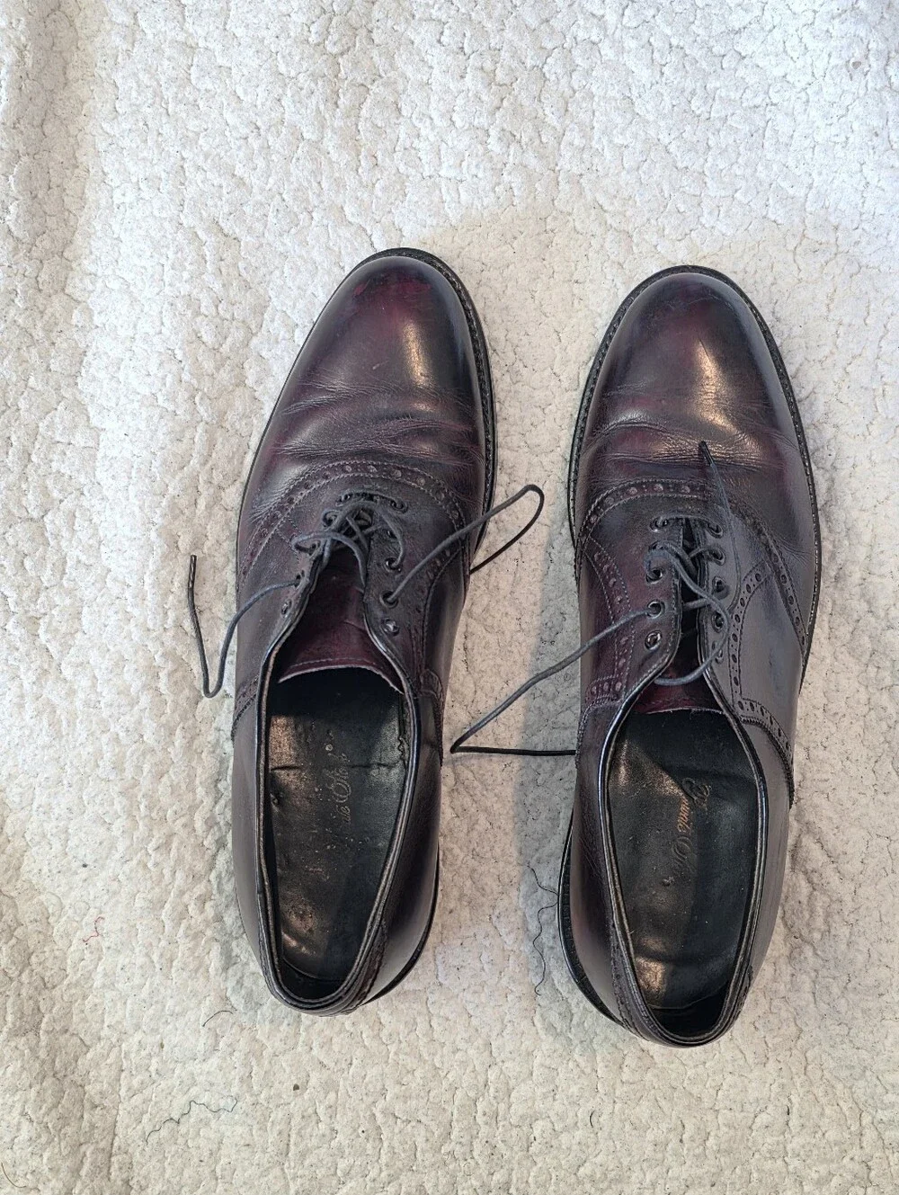 Vintage Mens Private Club Burgundy Leather Wingtip Brogue Oxford Shoes 10.5 B